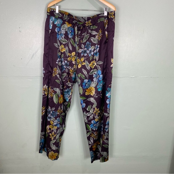 Johnny Was Lexi Stella‎ Pant Purple Floral Sz XL Silk Blend - Picture 1 of 6
